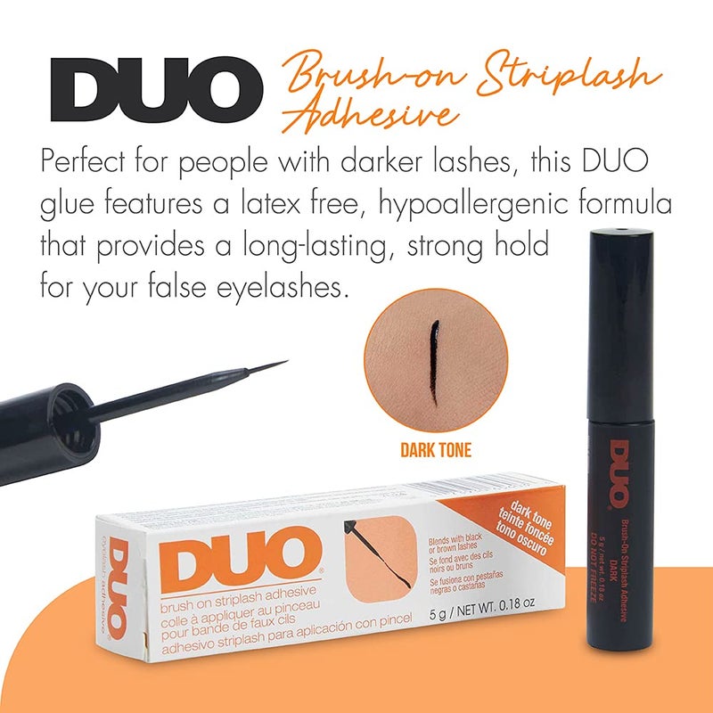 DUO غراء رموش دو بروس أون - غراء رموش شريط بلون داكن مع فرشاة دقيقة لتطبيق رموش الشريط والرموش الصناعية، 0.18 أونصة، عبوتين - Image 2